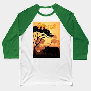 Rhino Giraffe in Africa Safari Baseball T-Shirt